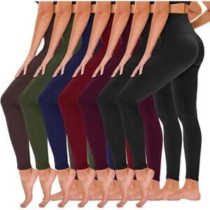 TNNZEET 7 Pack Plus Size Leggings for Women - High Waisted Yoga Pants with Pocke